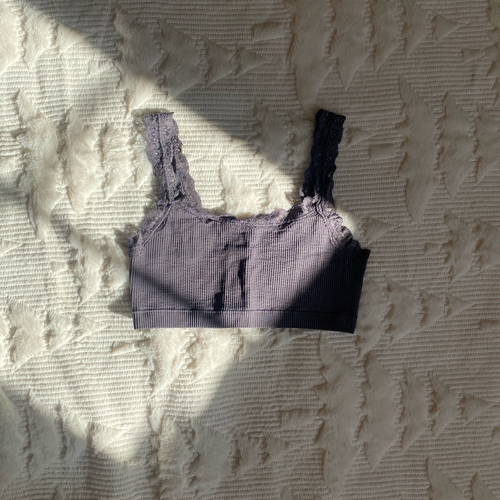 Garage Lace Trim Ribbed Bralette/Top